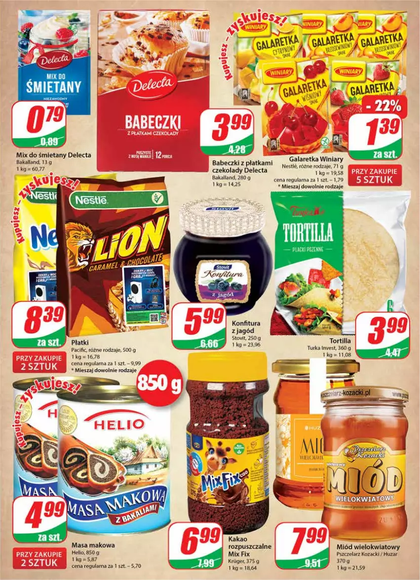 Gazetka promocyjna Dino - Gazetka - ważna 09.02 do 15.02.2022 - strona 5 - produkty: Babeczki, Bakalland, Cif, Delecta, Kakao, Konfitura, LG, Miód, Tortilla