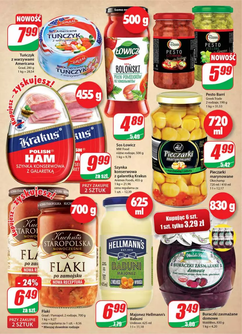 Gazetka promocyjna Dino - Gazetka - ważna 09.02 do 15.02.2022 - strona 7 - produkty: Babuni, Buraczki, Flaki, Gala, Gra, Graal, Krakus, Majonez, Pesto, Piec, Ser, Sos, Szynka, Tuńczyk, Warzywa