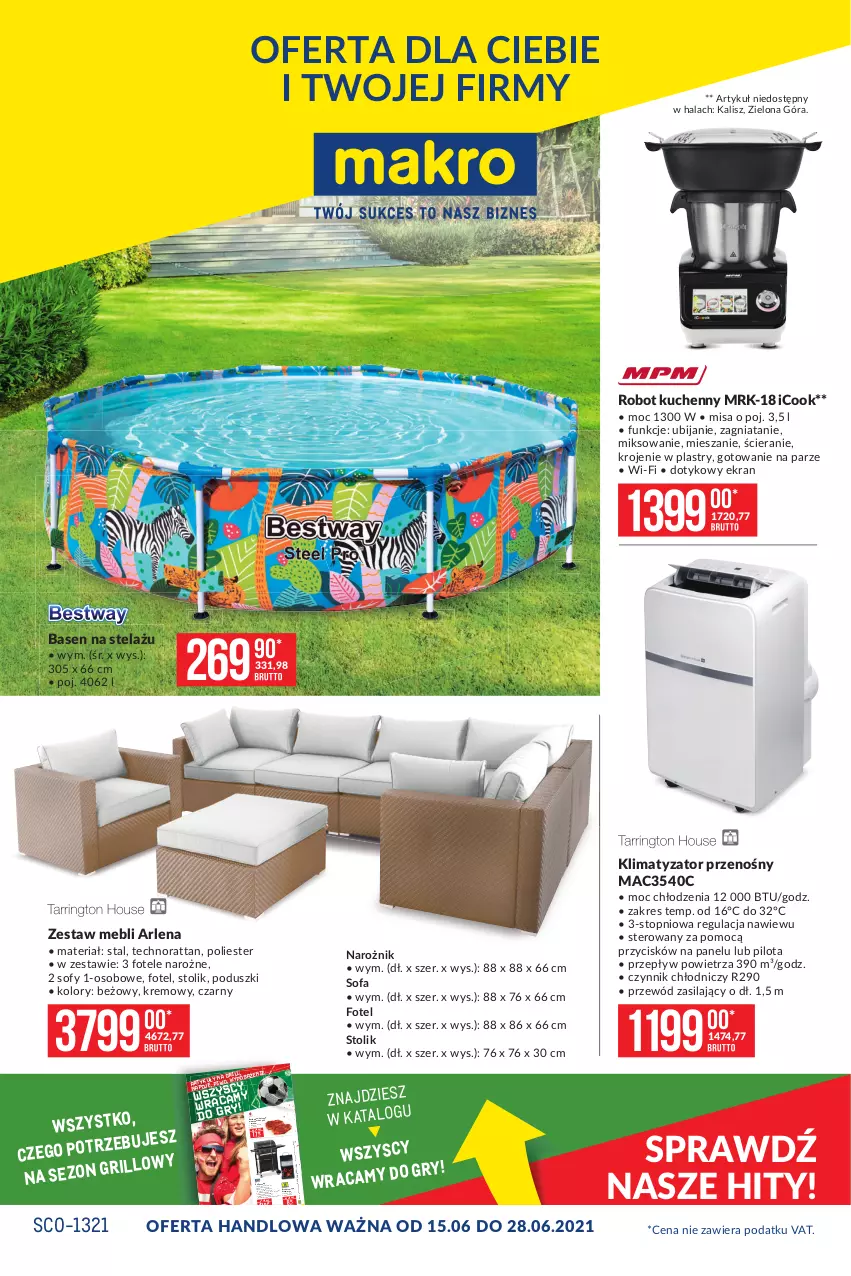 Gazetka promocyjna Makro - [Oferta promocyjna] Artykuły przemysłowe - ważna 15.06 do 28.06.2021 - strona 1 - produkty: Fa, Fotel, Grill, Grill gazowy, Gry, Haczyk, Narożnik, Piwo, Przewód, Robot, Sofa, Stolik, Top