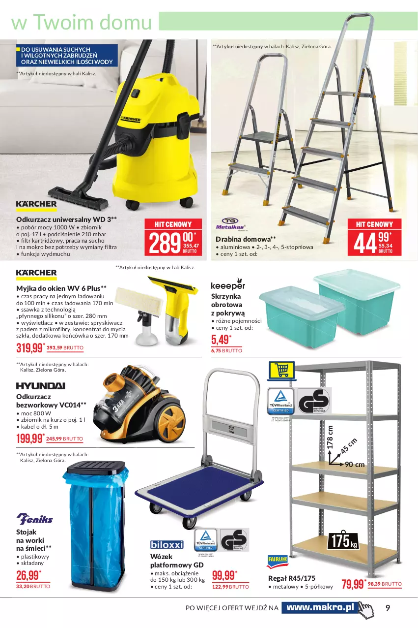 Gazetka promocyjna Makro - [Oferta promocyjna] Artykuły przemysłowe - ważna 15.06 do 28.06.2021 - strona 9 - produkty: Drabina, LG, Myjka do okien, Odkurzacz, Regał, Stojak, Top, Worki na śmiec, Worki na śmieci, Wózek