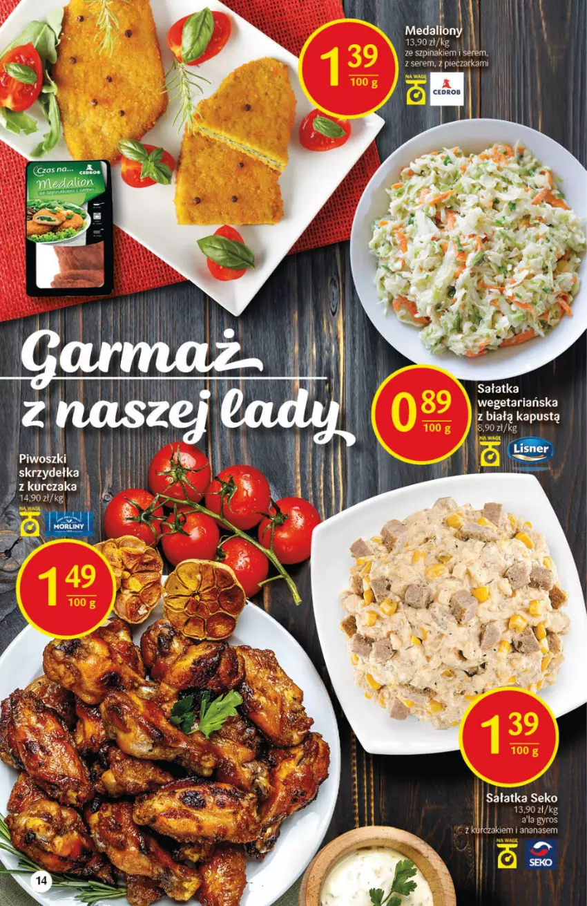 Gazetka promocyjna Delikatesy Centrum - Gazetka Delikatesy Centrum - ważna 15.07 do 21.07.2021 - strona 14 - produkty: Ananas, Gyros, Lion, Piec, Pieczarka, Sałat, Sałatka, SEKO, Ser, Szpinak