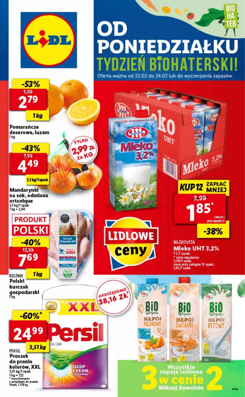 Gazetka promocyjna Lidl - GAZETKA - ważna 22.02 do 24.02.2021 - strona 1 - produkty: Deser, Kurczak, Mandarynki, Por, Ser, Sok