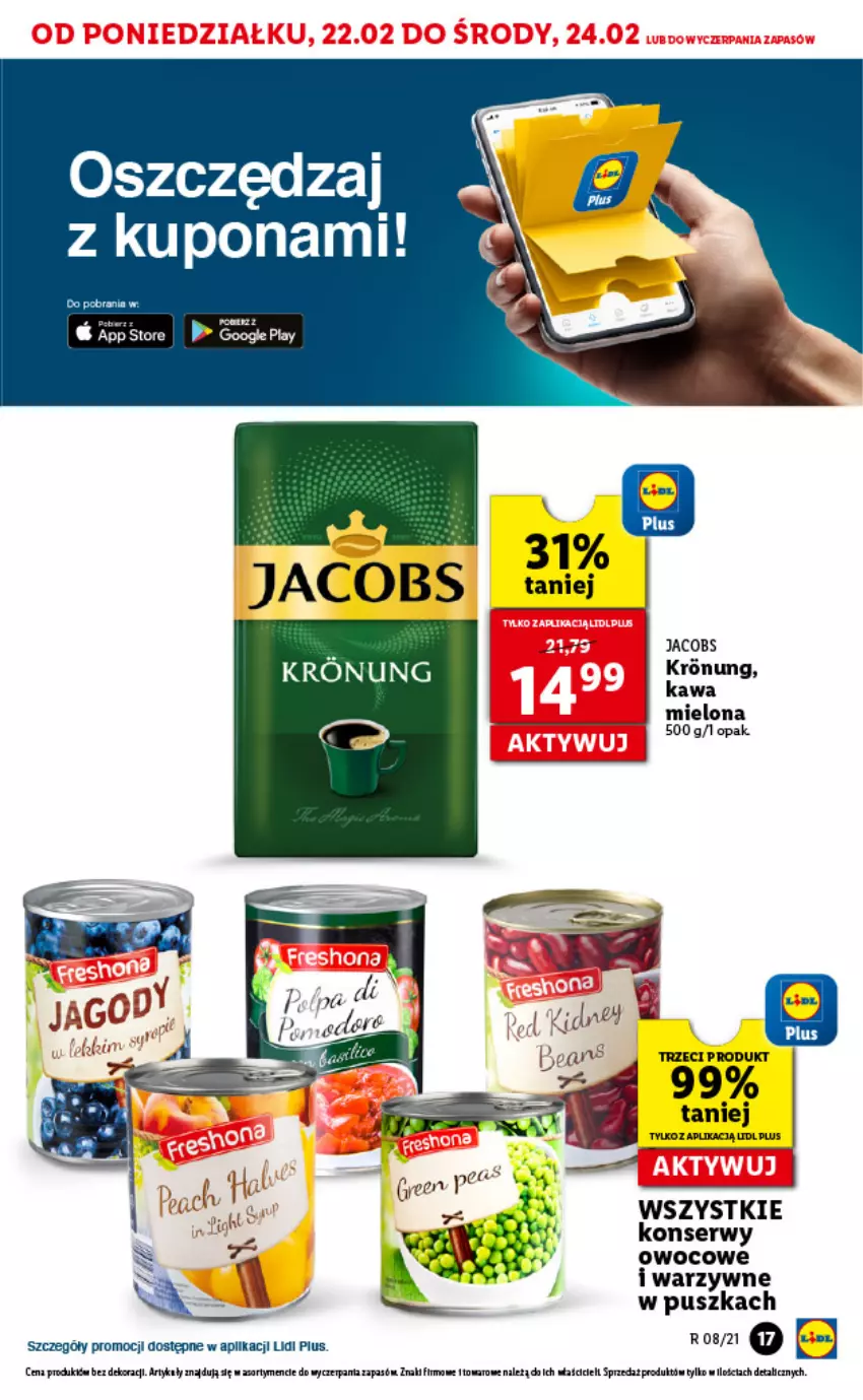 Gazetka promocyjna Lidl - GAZETKA - ważna 22.02 do 24.02.2021 - strona 17 - produkty: Fa, Jacobs, Kawa, Kawa mielona, Ser