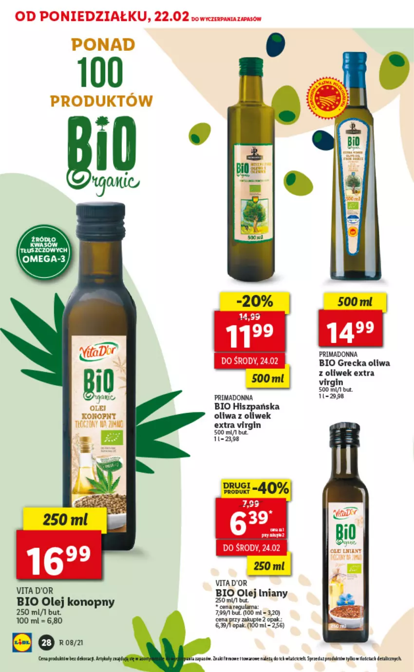 Gazetka promocyjna Lidl - GAZETKA - ważna 22.02 do 24.02.2021 - strona 28 - produkty: Gin, Olej, Olej iniany, Oliwa z oliwek, Prima