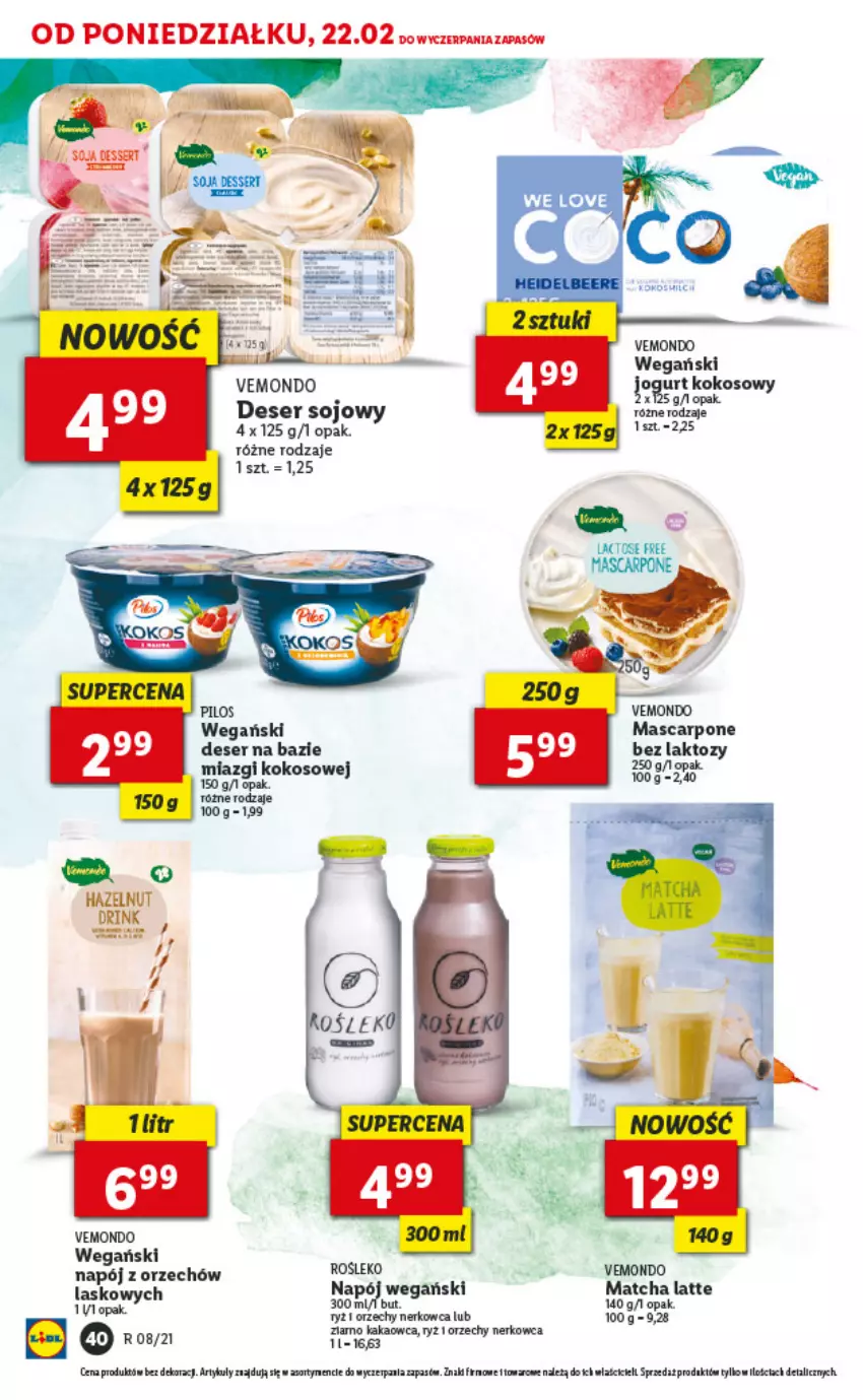 Gazetka promocyjna Lidl - GAZETKA - ważna 22.02 do 24.02.2021 - strona 40 - produkty: Deser, Kakao, Kokos, Mascarpone, Napój, Pilos, Ryż, Ser