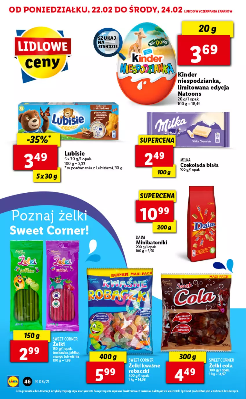 Gazetka promocyjna Lidl - GAZETKA - ważna 22.02 do 24.02.2021 - strona 46 - produkty: Baton, Czekolada, Lubisie, Por, Tonik