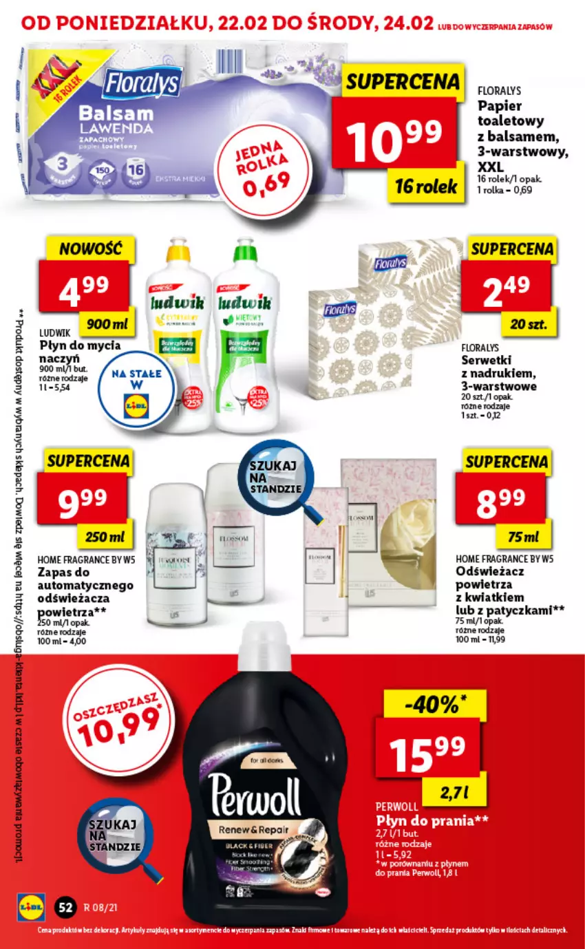 Gazetka promocyjna Lidl - GAZETKA - ważna 22.02 do 24.02.2021 - strona 52 - produkty: Flora, Gra, LG, Ludwik, Papier, Papier toaletowy, Płyn do mycia, Ser, Serwetki