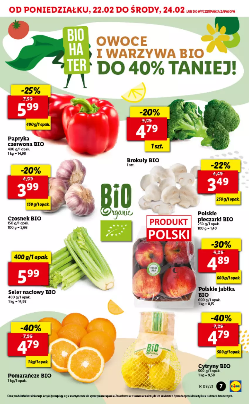 Gazetka promocyjna Lidl - GAZETKA - ważna 22.02 do 24.02.2021 - strona 7 - produkty: Czosnek, Jabłka, Owoce, Pomarańcze, Seler naciowy, Top, Warzywa