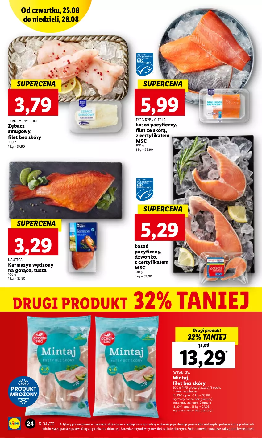 Gazetka promocyjna Lidl - GAZETKA - ważna 25.08 do 28.08.2022 - strona 24 - produkty: Karmazyn wędzony, Lazur, Mintaj, Tusz