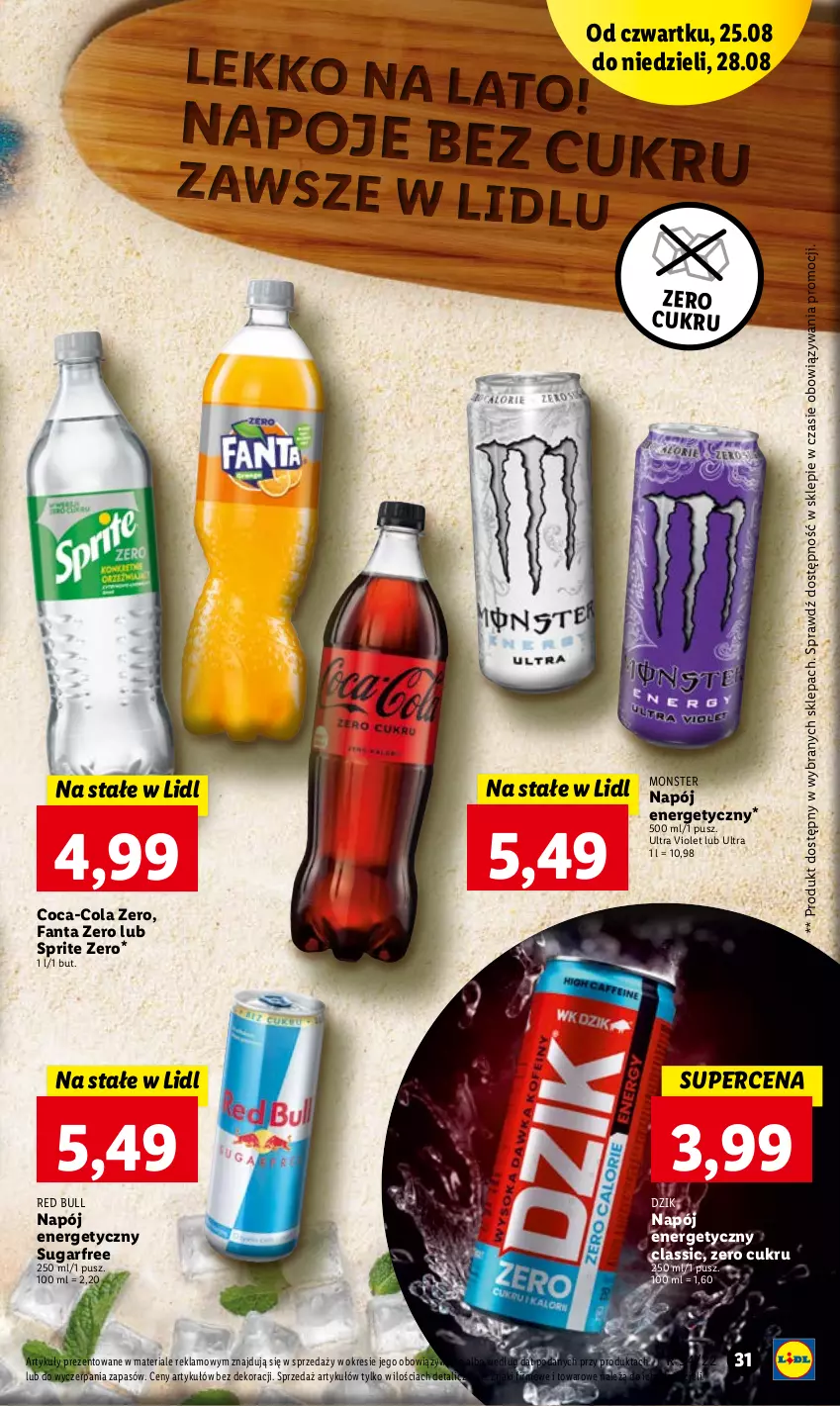 Gazetka promocyjna Lidl - GAZETKA - ważna 25.08 do 28.08.2022 - strona 31 - produkty: Coca-Cola, Fa, Fanta, Napój, Napój energetyczny, Napoje, Red Bull, Sprite