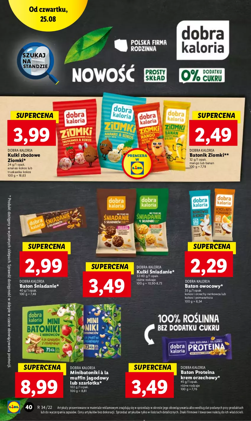 Gazetka promocyjna Lidl - GAZETKA - ważna 25.08 do 28.08.2022 - strona 40 - produkty: Ananas, Baton, Kokos, Krem orzechowy, Mango, Szarlotka, Tonik