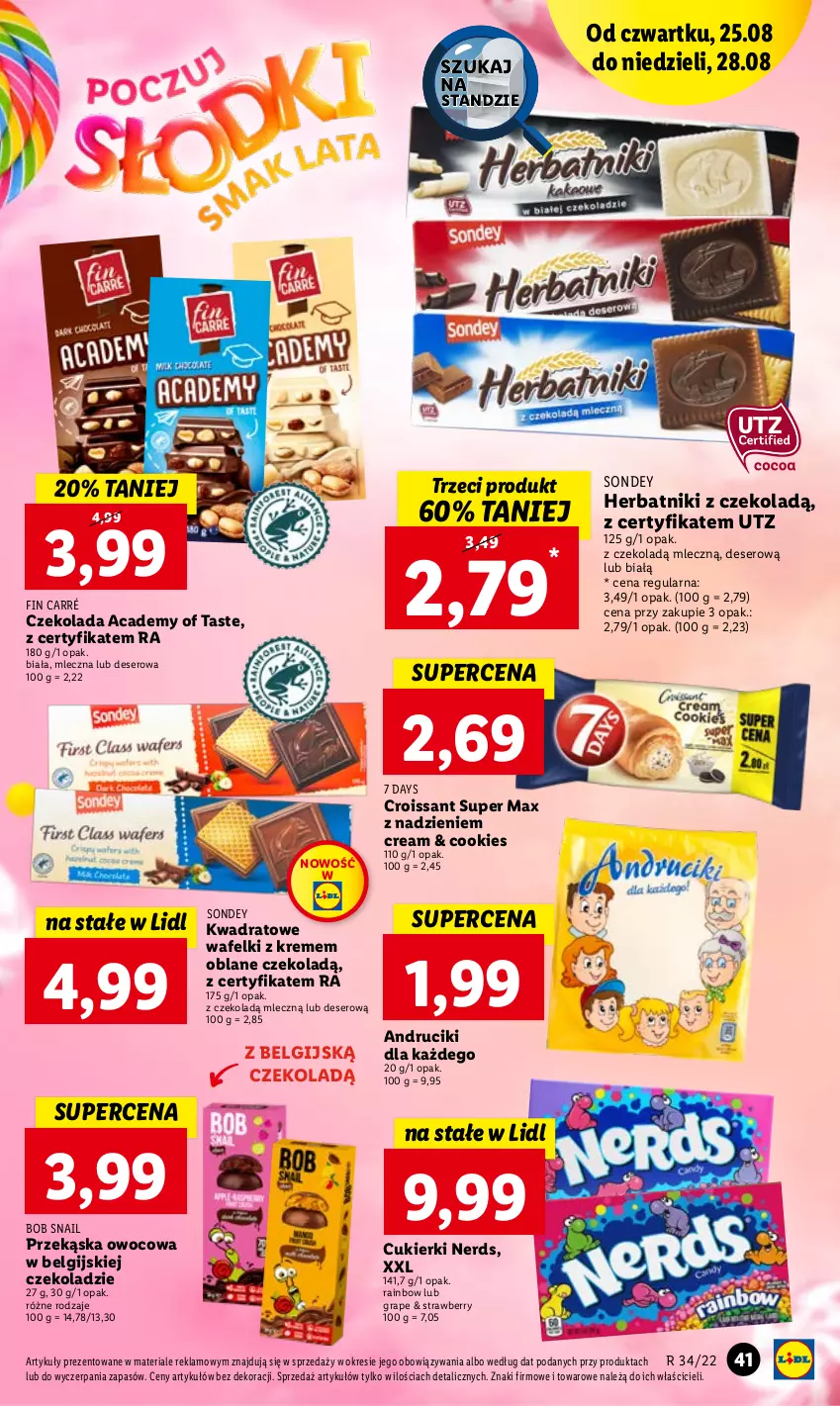 Gazetka promocyjna Lidl - GAZETKA - ważna 25.08 do 28.08.2022 - strona 41 - produkty: 7 Days, Croissant, Cukier, Cukierki, Czekolada, Deser, Gra, Herbatniki, LG, Ser