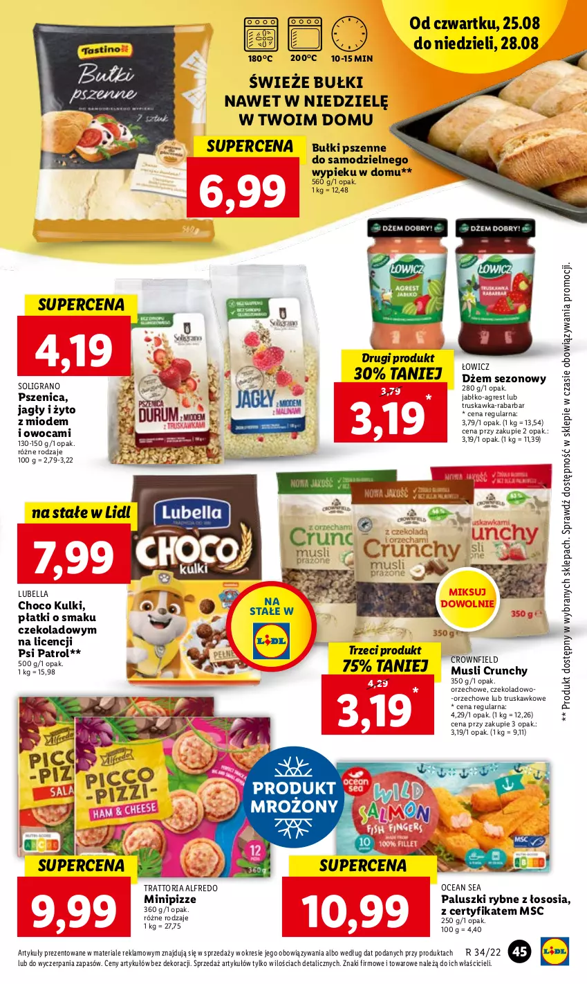 Gazetka promocyjna Lidl - GAZETKA - ważna 25.08 do 28.08.2022 - strona 45 - produkty: Bell, Bella, Dżem, Gra, Gres, Lubella, Mus, Paluszki rybne, Psi Patrol, Soligrano, Sos