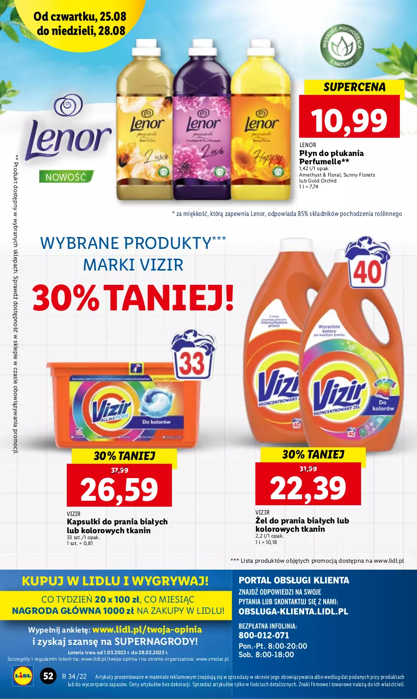 Gazetka promocyjna Lidl - GAZETKA - ważna 25.08 do 28.08.2022 - strona 52 - produkty: Flora, Gry, Kapsułki do prania, Lenor, Mola, Perfum, Płyn do płukania, Vizir