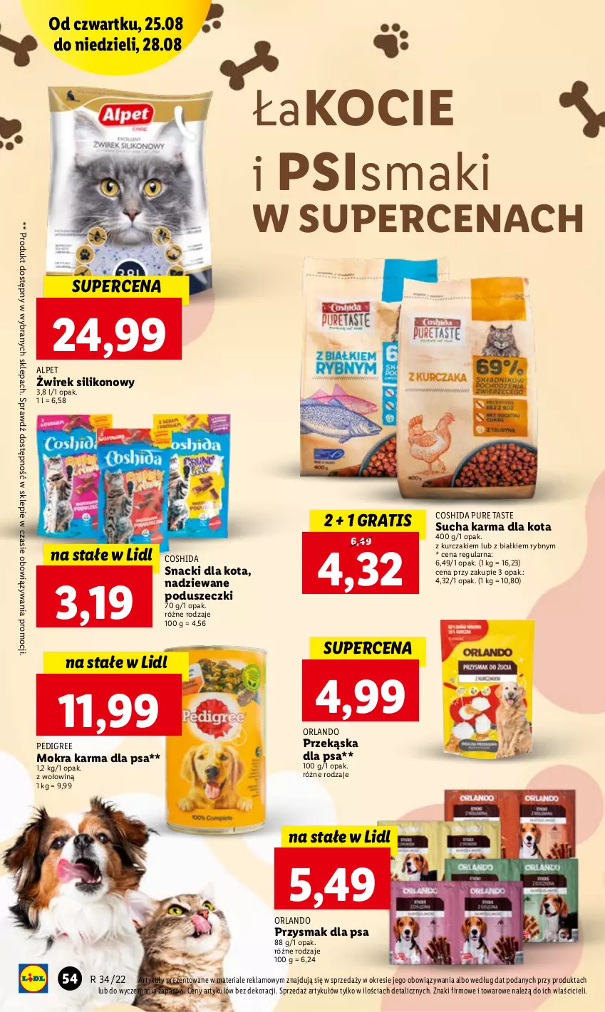 Gazetka promocyjna Lidl - GAZETKA - ważna 25.08 do 28.08.2022 - strona 54 - produkty: Gra, Koc, Kurczak, Mokra karma, Pedigree, Przysmak dla psa, Pur, Sucha karma