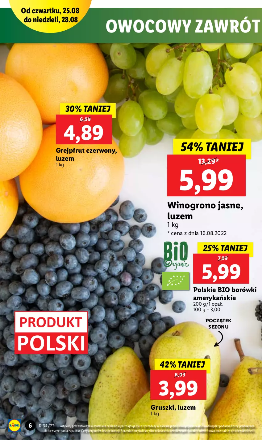 Gazetka promocyjna Lidl - GAZETKA - ważna 25.08 do 28.08.2022 - strona 6 - produkty: Grejpfrut, Gruszki, Wino