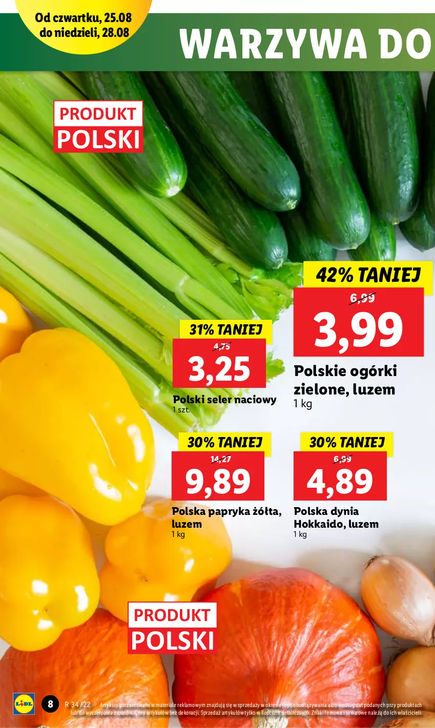 Gazetka promocyjna Lidl - GAZETKA - ważna 25.08 do 28.08.2022 - strona 8 - produkty: Papryka, Papryka żółta, Seler naciowy, Warzywa