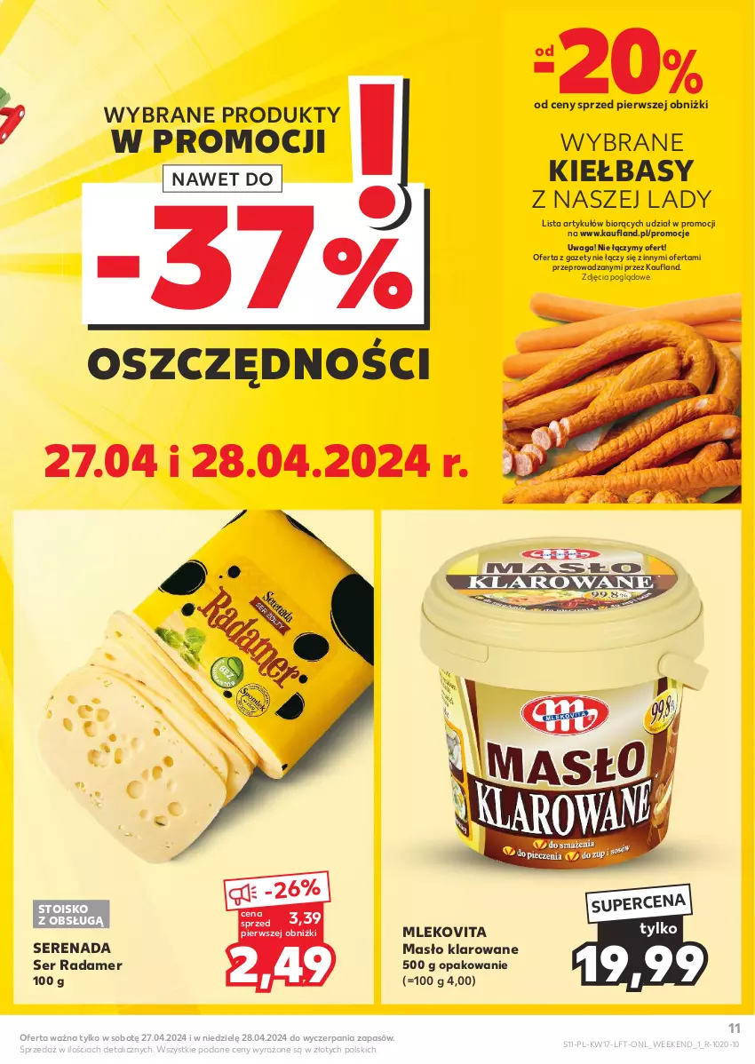 Gazetka promocyjna Kaufland - Gazetka tygodnia - ważna 25.04 do 30.04.2024 - strona 11 - produkty: Masło, Masło klarowane, Mleko, Mlekovita, Radamer, Ser, Waga