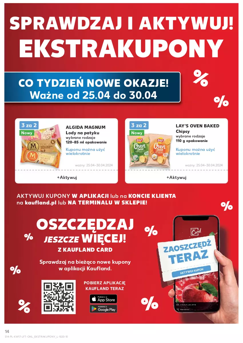 Gazetka promocyjna Kaufland - Gazetka tygodnia - ważna 25.04 do 30.04.2024 - strona 14 - produkty: Algida, Chipsy, Lay’s, LG, Lody, Tera