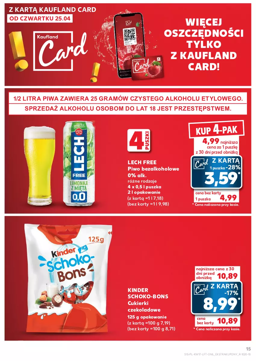 Gazetka promocyjna Kaufland - Gazetka tygodnia - ważna 25.04 do 30.04.2024 - strona 15 - produkty: Cukier, Cukierki, Cukierki czekoladowe, Gra, Kinder, Piwa, Piwo