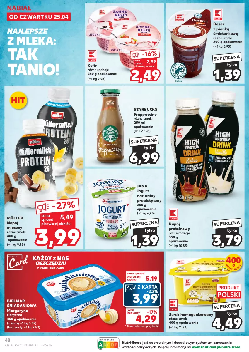 Gazetka promocyjna Kaufland - Gazetka tygodnia - ważna 25.04 do 30.04.2024 - strona 48 - produkty: Danio, Deser, Jogurt, Jogurt naturalny, Kefir, Margaryna, Müller, Napój, Napój mleczny, Ser, Serek, Serek homogenizowany