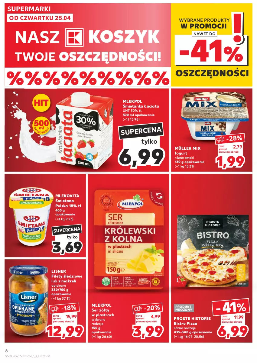 Gazetka promocyjna Kaufland - Gazetka tygodnia - ważna 25.04 do 30.04.2024 - strona 6 - produkty: Jogurt, Kosz, Lisner, Mleko, Mlekovita, Müller, Müller Mix, Pizza, Ser