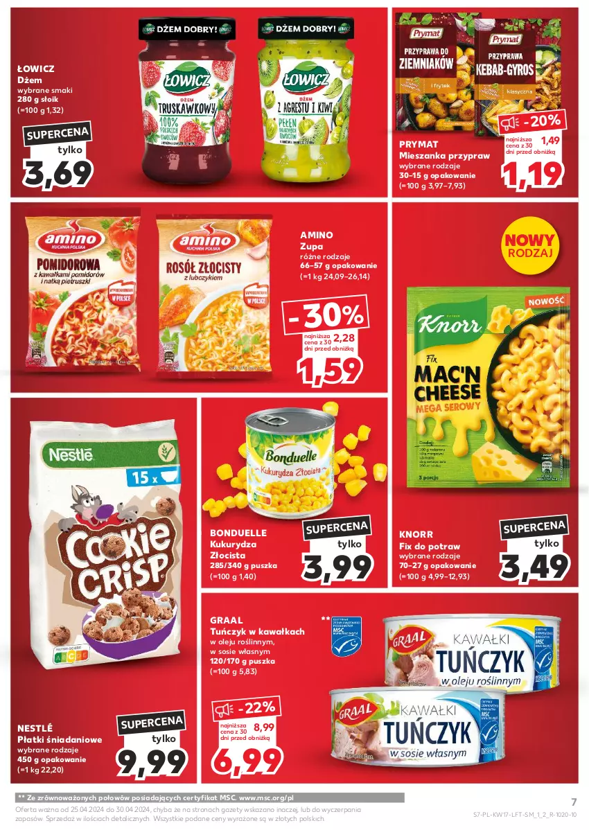 Gazetka promocyjna Kaufland - Gazetka tygodnia - ważna 25.04 do 30.04.2024 - strona 7 - produkty: Bonduelle, Danio, Dżem, Gra, Graal, Kawa, Knorr, Kukurydza, Nestlé, Olej, Prymat, Sos, Tuńczyk, Zupa