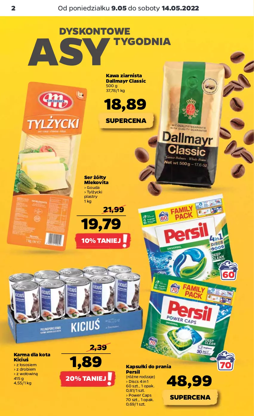 Gazetka promocyjna Netto - Gazetka spożywcza - ważna 09.05 do 14.05.2022 - strona 2 - produkty: Dallmayr, Gouda, Kapsułki do prania, Kawa, Kawa ziarnista, Mleko, Mlekovita, Persil, Ser, Sos