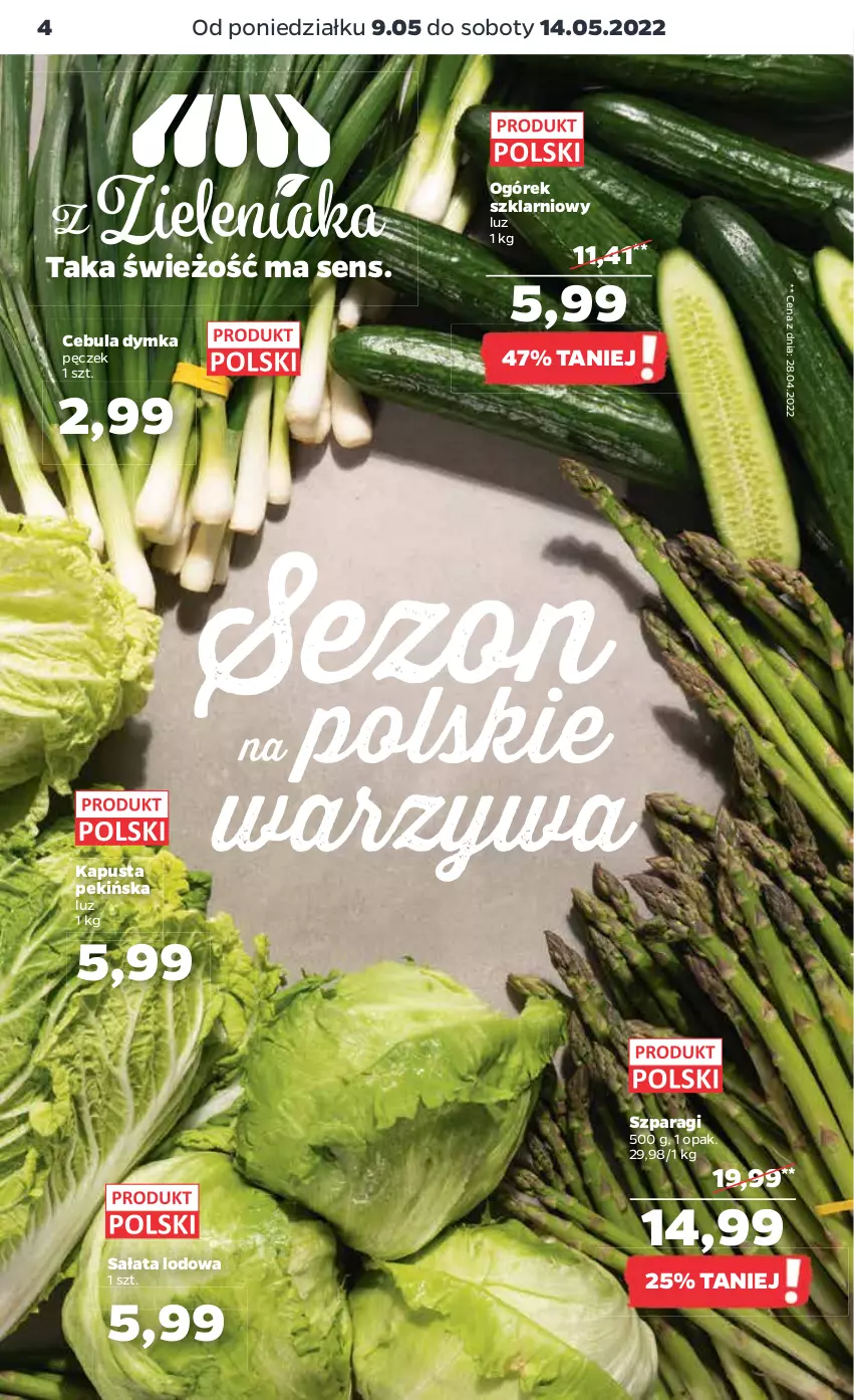 Gazetka promocyjna Netto - Gazetka spożywcza - ważna 09.05 do 14.05.2022 - strona 4 - produkty: Cebula, Ogórek, Sałat, Sałata lodowa