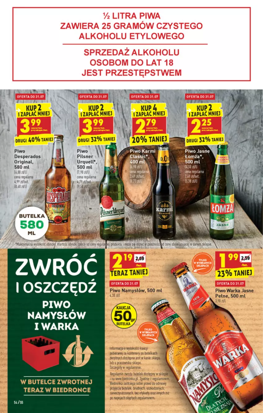 Gazetka promocyjna Biedronka - W tym tygodniu - ważna 29.07 do 04.08.2021 - strona 54 - produkty: Desperados, Dron, Fa, Gin, Namysłów, Piwo, Tera, Warka