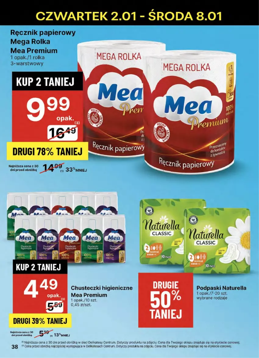 Gazetka promocyjna Delikatesy Centrum - NOWA GAZETKA Delikatesy Centrum od 2 stycznia! 2-8.01.2024 - ważna 02.01 do 08.01.2025 - strona 38 - produkty: Chusteczki, Naturell, Naturella, Papier, Podpaski, Ręcznik, Rum