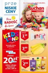 Gazetka promocyjna Auchan - przeNISKIE CENY przeRADOŚĆ dla dzieci Supermarkety - Gazetka - ważna od 01.06 do 01.06.2022 - strona 1 - produkty: Banany, Dada, Lody, Smoothie, Ciepłe lody