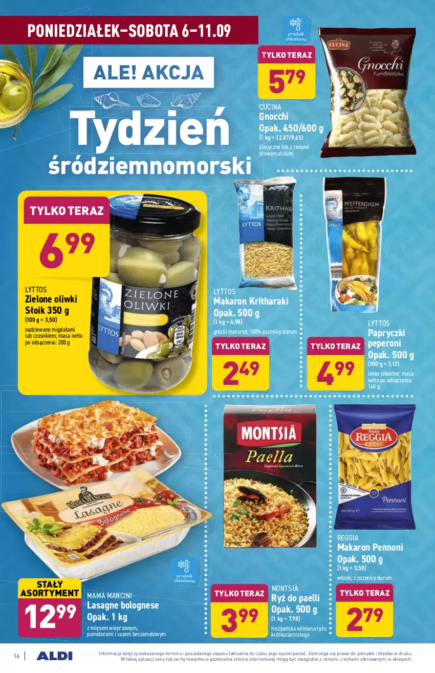 Gazetka promocyjna Aldi - ważna 06.09 do 11.09.2021 - strona 16 - produkty: Gnocchi, Lasagne, Lasagne bolognese, Makaron, Oliwki, Rum, Ryż, Sos, Tera