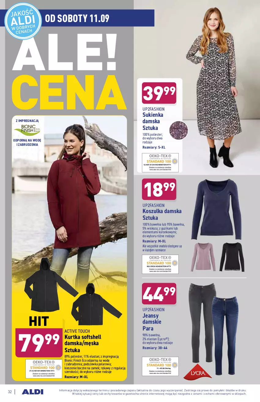 Gazetka promocyjna Aldi - ważna 06.09 do 11.09.2021 - strona 32 - produkty: Fa, Finish, Kosz, Koszulka, Kurtka, Kurtka softshell, Por, Sukienka, Wełna