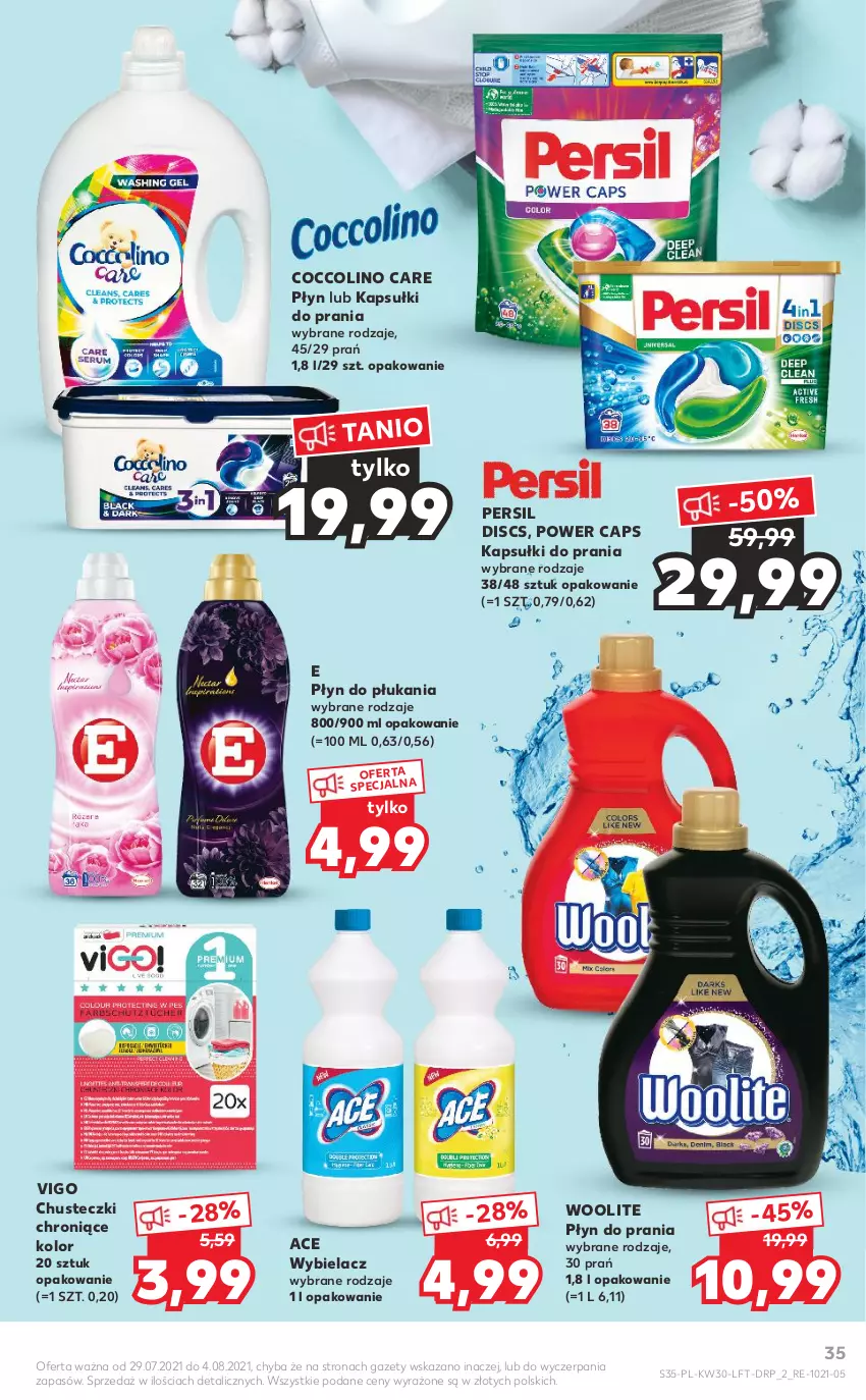 Gazetka promocyjna Kaufland - OFERTA TYGODNIA - ważna 29.07 do 04.08.2021 - strona 35 - produkty: Chusteczki, Coccolino, Kapsułki do prania, Persil, Płyn do płukania, Płyn do prania, Woolite