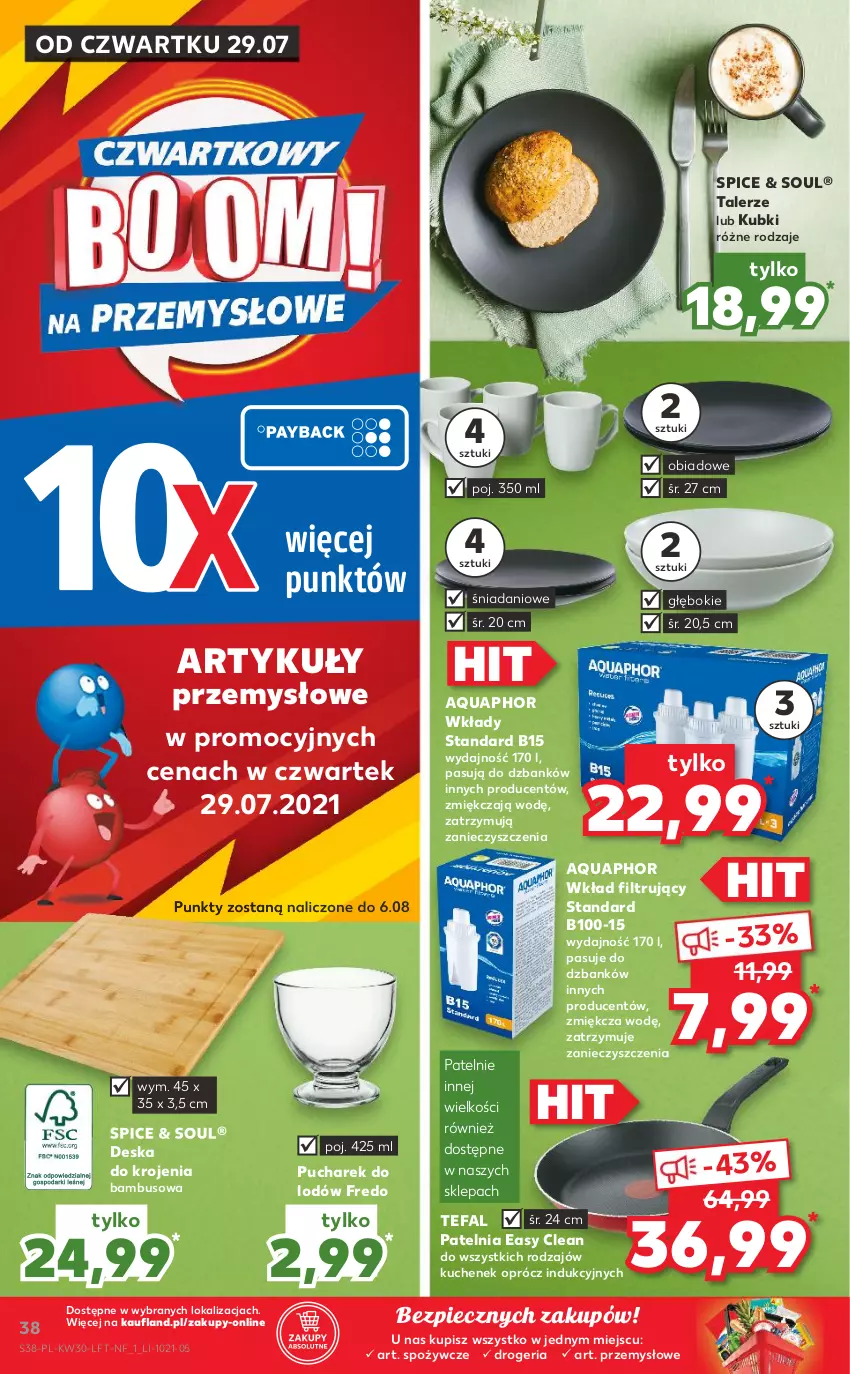 Gazetka promocyjna Kaufland - OFERTA TYGODNIA - ważna 29.07 do 04.08.2021 - strona 38 - produkty: Aquaphor, Danio, Deska do krojenia, Fa, Patelnia, Piec, Talerz, Tefal, Wkład filtrujący