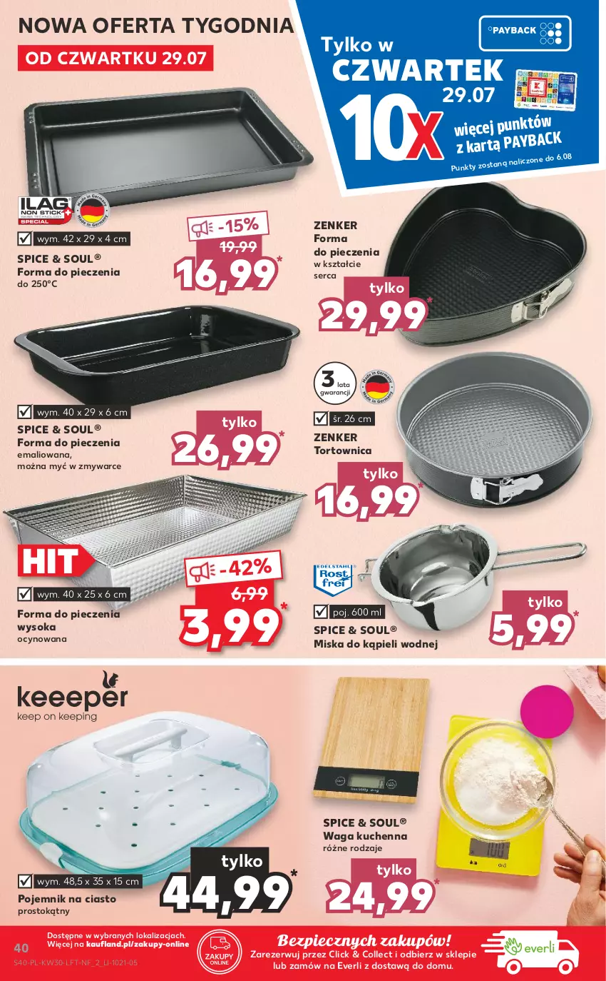 Gazetka promocyjna Kaufland - OFERTA TYGODNIA - ważna 29.07 do 04.08.2021 - strona 40 - produkty: Forma do pieczenia, Miska, Piec, Pojemnik, Pojemnik na ciasto, Ser, Sok, Tortownica, Waga