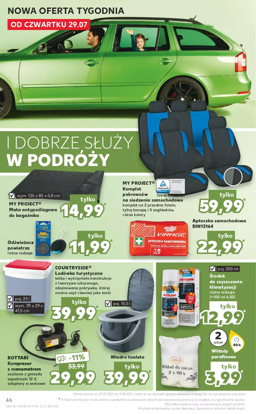 Gazetka promocyjna Kaufland - OFERTA TYGODNIA - ważna 29.07 do 04.08.2021 - strona 46 - produkty: Apteczka samochodowa, Fotel, Gra, Kompresor, Lodówka, O Bag, Odświeżacz powietrza, Silan, Wiadro