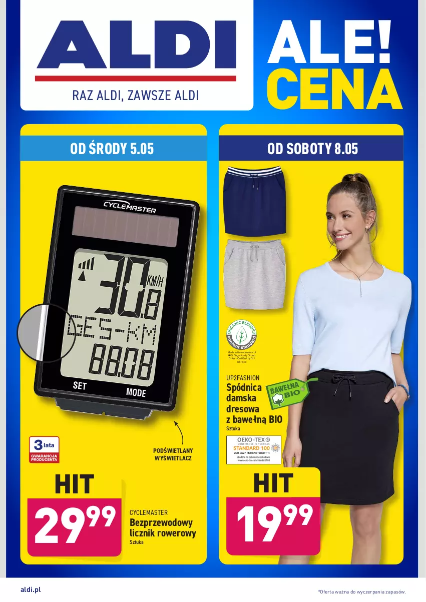 Gazetka promocyjna Aldi - ważna 05.05 do 08.05.2021 - strona 1 - produkty: Dres, Fa, Rower, Spódnica