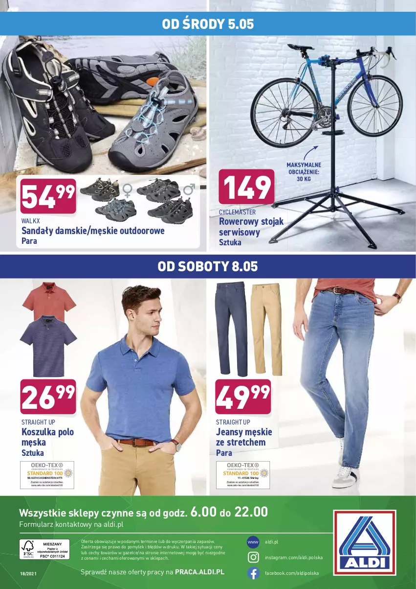 Gazetka promocyjna Aldi - ważna 05.05 do 08.05.2021 - strona 10 - produkty: Fa, Gra, Kosz, Koszulka, Rower, Sandał, Ser, Stojak