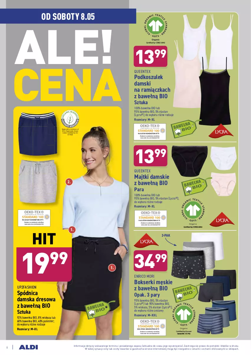 Gazetka promocyjna Aldi - ważna 05.05 do 08.05.2021 - strona 6 - produkty: Bokserki, Dres, Fa, Kosz, Majtki, Podkoszulek, Queentex, Ser, Spódnica, Wełna