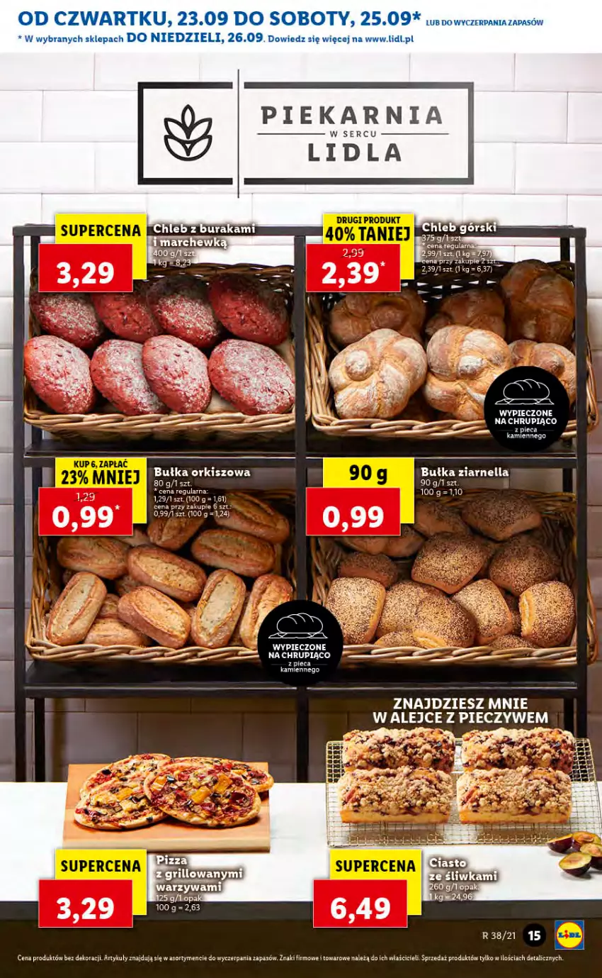 Gazetka promocyjna Lidl - GAZETKA - ważna 23.09 do 26.09.2021 - strona 15 - produkty: Bułka, LG, Piec, Ser