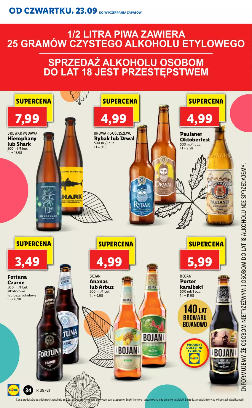 Gazetka promocyjna Lidl - GAZETKA - ważna 23.09 do 26.09.2021 - strona 34 - produkty: Ananas, Arbuz, Fortuna, Por, Ryba