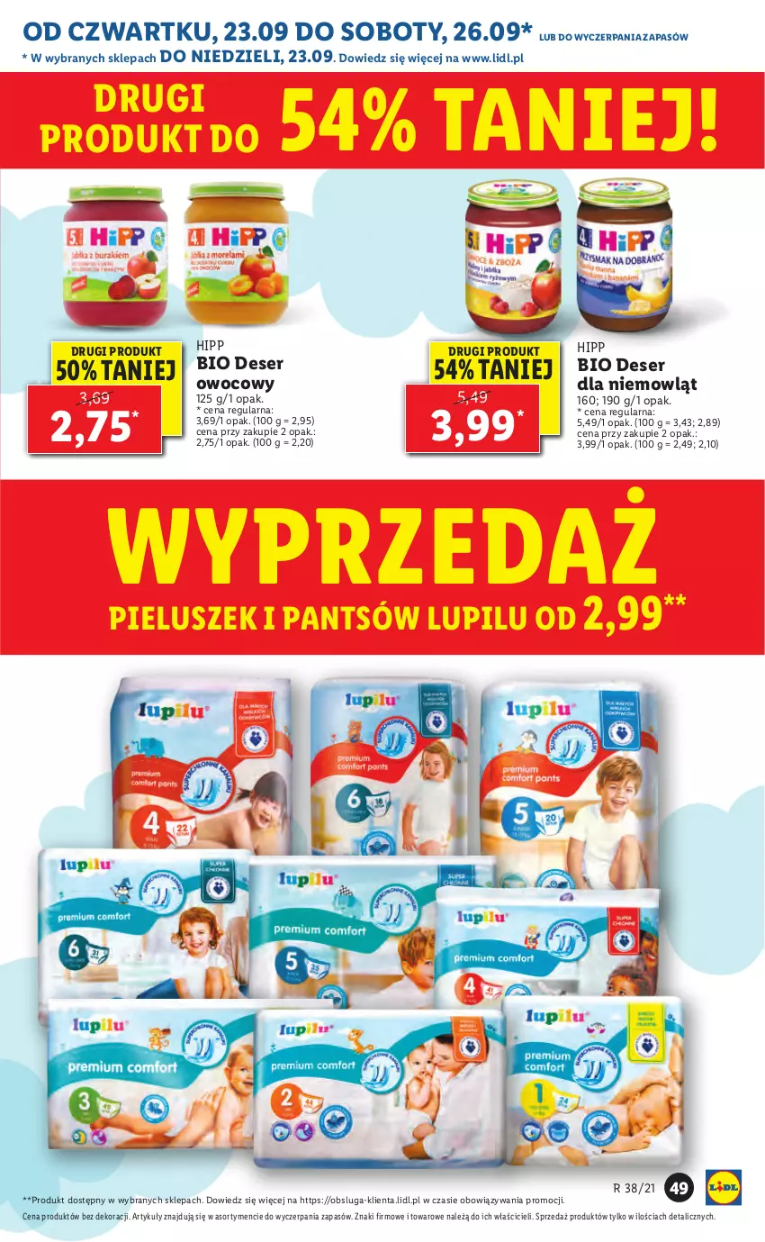 Gazetka promocyjna Lidl - GAZETKA - ważna 23.09 do 26.09.2021 - strona 49 - produkty: Deser, Deser owocowy, HiPP, Ser