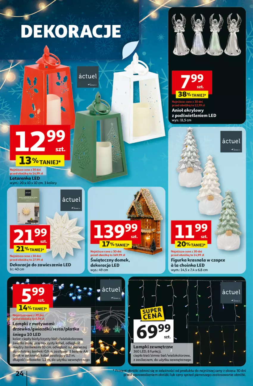 Gazetka promocyjna Auchan - Gazetka Święta jak babcię kocham Hipermarket Auchan - ważna 27.11 do 03.12.2025 - strona 24 - produkty: Choinka, Dekoracja LED, Inka, Latarenka, Latarenka LED, Ser, Silan