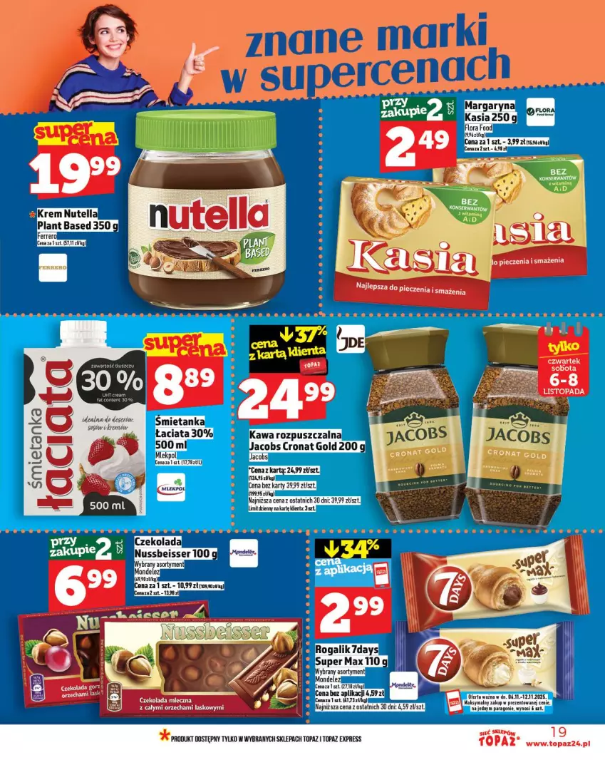 Gazetka promocyjna Topaz - Gazetka - ważna 06.11 do 12.11.2025 - strona 19 - produkty: Czekolada, Czekolada mleczna, Nutella, Piec, Top
