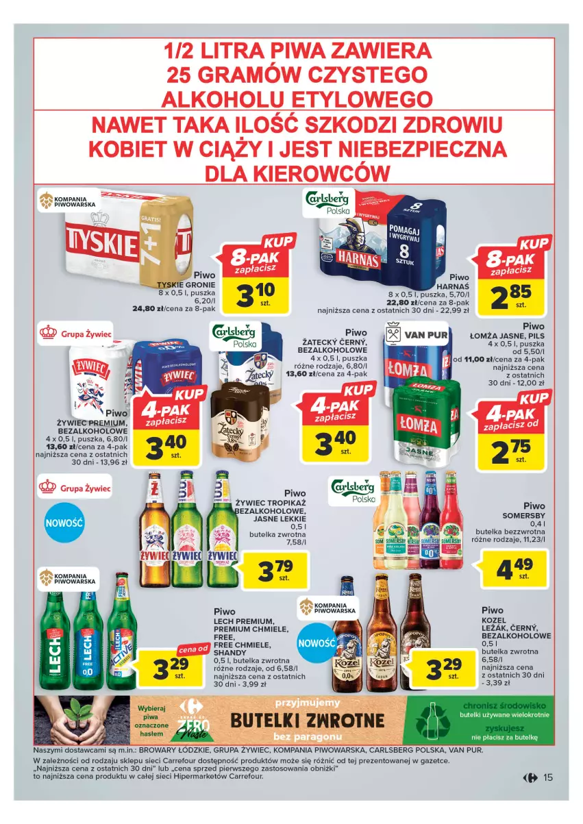 Gazetka promocyjna Carrefour - Gazetka Carrefour - ważna 23.05 do 03.06.2023 - strona 15 - produkty: Carlsberg, Gra, Harnaś, Kozel, Lech Premium, Piec, Piwa, Piwo, Pur, Szal, Tyskie