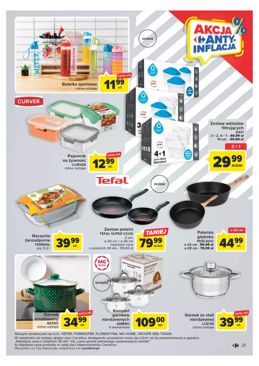 Gazetka promocyjna Carrefour - Gazetka Carrefour - ważna 23.05 do 03.06.2023 - strona 21 - produkty: Fa, Garnek, Patelnia, Pojemnik, Por, Tefal