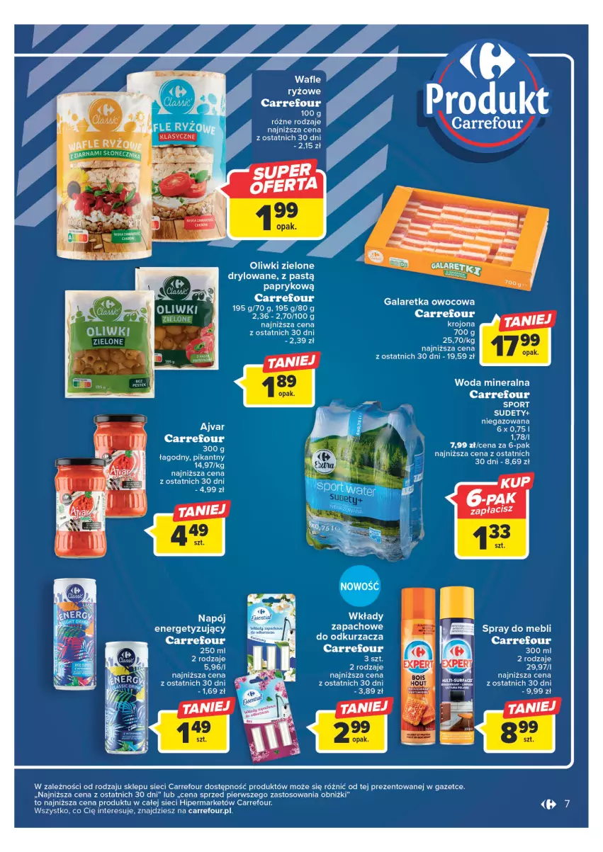 Gazetka promocyjna Carrefour - Gazetka Carrefour - ważna 23.05 do 03.06.2023 - strona 7 - produkty: Gala, Galaretka, Koc, Napój, Odkurzacz, Oliwki, Oliwki zielone, Por, Ryż, Sport, Wafle, Woda, Woda mineralna