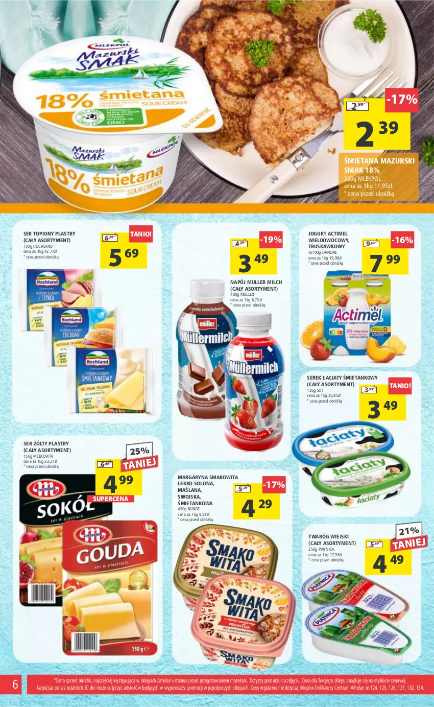 Gazetka promocyjna Arhelan - Gazetka - ważna 25.08 do 03.09.2023 - strona 6 - produkty: Actimel, Danone, Hochland, Jogurt, LANA, Margaryna, Mleko, Mlekovita, Napój, Piątnica, Rum, Ser, Ser topiony, Serek, Smakowita, Top, Twaróg, Vita C